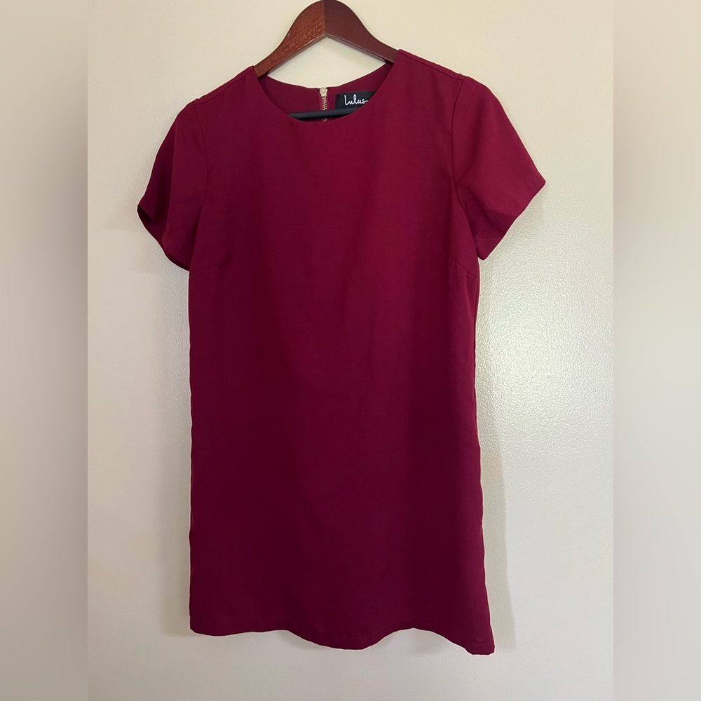 Lulu's Rich Burgundy Short Sleeve Dress Size S